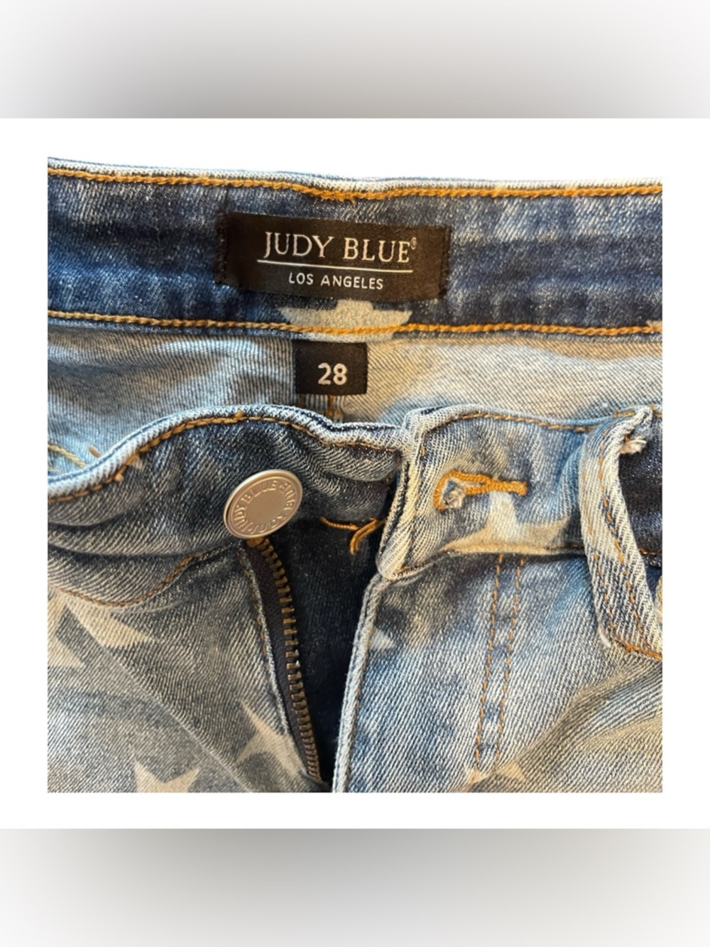 Judy Blue Light Blue Star Print Distressed Cutoff Shorts - Picture 3 of 3